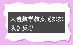 大班数学教案《排排队》反思