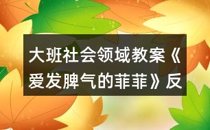 大班社会领域教案《爱发脾气的菲菲》反思